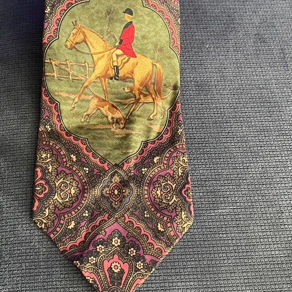 Polo Ralph Lauren Equestrian Hunt Scene Vintage Horse & Rider Design - Picture 1 of 6